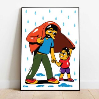 Plakat 'I ly for regnen' af HuskMitNavn